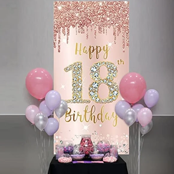 Rose Gold Sweet 18 Party Bundle: Crown and Sash included!